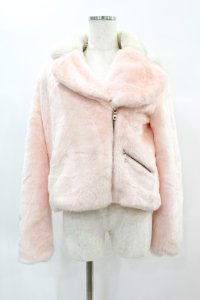 Candy Stripper / HEART FUR ライダース M ピンク H-24-11-22-1049-PU-JA-KB-ZT-C009