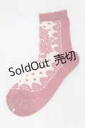 Perla nell' ostrica / バラレース柄クルー丈ソックス  レッド H-24-11-24-1011-EL-ZA-NS-ZH