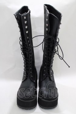 画像1: Demonia / RANGER302　厚底ロングブーツ M5（約24.1cm） ブラック H-24-11-25-010-PU-SH-KB-ZT387