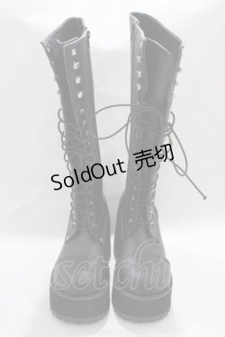 画像1: Demonia / RANGER302 厚底ロングブーツ M5(約24.1cm) ブラック H-24-11-25-010-PU-SH-KB-ZT387