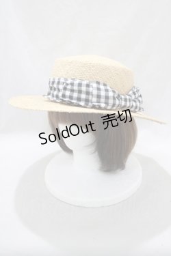 画像1: axes femme POETIQUE / リボン付きカンカン帽  ナチュラル/ブラックギンガム H-24-11-27-016-AX-AC-NS-ZT-K007