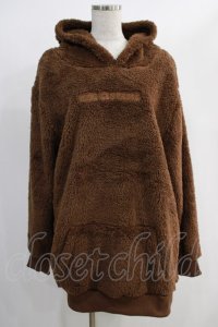 NieR Clothing / 軽量×防寒ふわもこブラウンプルオーバーパーカー【刺繍LOGO】  ブラウン H-24-12-04-055-PU-TO-KB-ZT210
