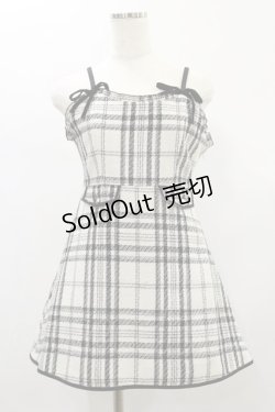 画像1: evelyn / 細リボンチェックミニワンピース Free ホワイト H-24-12-07-057-LO-OP-NS-ZH