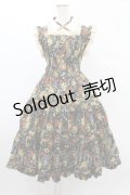 metamorphose / お花柄ピンタックティアードジャンパースカート Free ブラック H-24-12-10-1031-ME-OP-NS-ZH