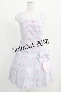 Angelic Pretty / Sprinkle Heart TartanジャンパースカートSet Free サックス H-24-12-11-053-AP-OP-NS-ZH