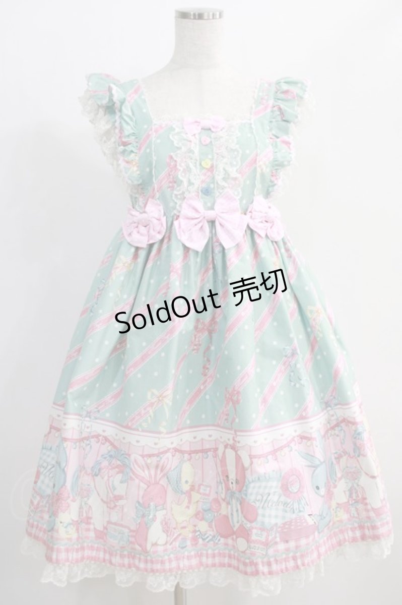 画像1: Angelic Pretty / MELODY TOYSハイウエストジャンパースカート Free ミント H-24-12-11-057-AP-OP-NS-ZH (1)