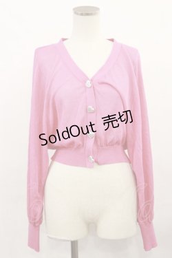 画像1: DearMyLoveRose / ハートボタンシアーカーディガン ML ピンク H-24-12-11-1030-EL-TO-NS-ZH