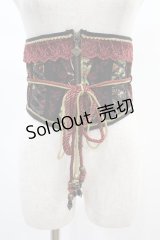 Ozz oneste / ジャガードショートコルセット  黒×赤 H-24-12-12-004-OO-ZA-KB-ZH