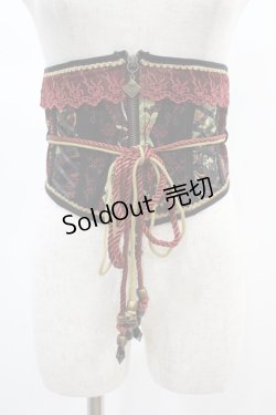 画像1: Ozz oneste / ジャガードショートコルセット  黒×赤 H-24-12-12-004-OO-ZA-KB-ZH