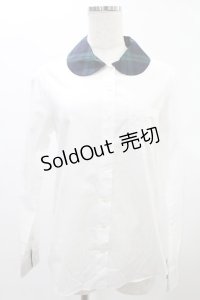 Jane Marple / チェックカラーのシャツブラウス  白×グリーンチェック H-24-12-12-1027-JM-BL-KB-ZH