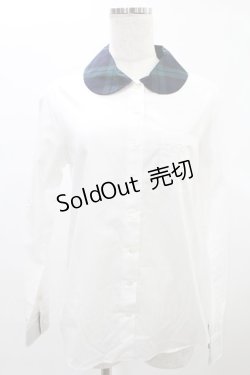 画像1: Jane Marple / チェックカラーのシャツブラウス  白×グリーンチェック H-24-12-12-1027-JM-BL-KB-ZH