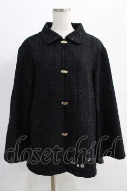 画像1: NieR Clothing / ラメツイードジャケット  黒 H-24-12-19-060-PU-JA-KB-ZT016