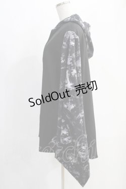 画像2: NieR Clothing / 着物風袖フードシャツ  黒 H-24-12-19-070-PU-BL-KB-ZH