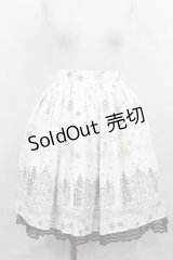 axes femme POETIQUE / 刺繍入り雪柄ミドルスカート M オフ H-24-12-20-2013-AX-SK-NS-ZH