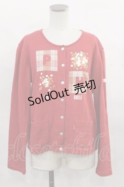 画像1: PINK HOUSE / ワッペンカーディガン M レッド H-24-12-20-2025-LO-BL-NS-ZH