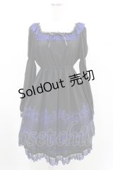 Moi-meme-Moitie / アイアンゲートワンピース  黒×黒青レース×青 H-24-12-22-005-MO-OP-KB-ZH