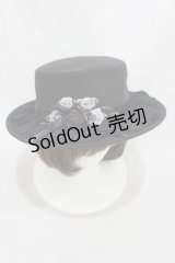 axes femme / 巻きバラブーケポークパイ  ブラック H-24-12-22-1040-AX-AC-NS-ZH