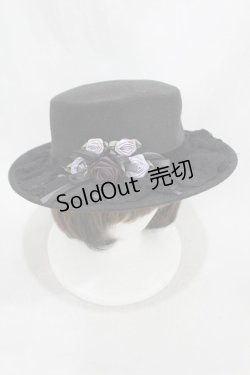 画像1: axes femme / 巻きバラブーケポークパイ  ブラック H-24-12-22-1040-AX-AC-NS-ZH