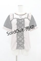 LIZ LISA / ハートパールカットワークトップス Free ピンク/ブラック H-24-12-22-1010-LO-TO-NS-ZH