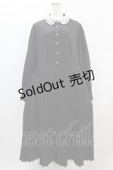 m petit by misako / レース襟プリーツワンピース LL ブラック H-24-12-22-1023-LO-OP-NS-ZH