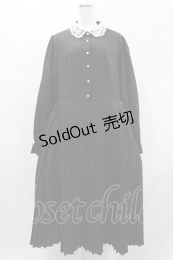 画像1: m petit by misako / レース襟プリーツワンピース LL ブラック H-24-12-22-1023-LO-OP-NS-ZH