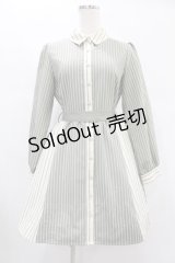 axes femme / ストライプ切替シャツチュニ M グリーン H-24-12-24-1029-AX-OP-NS-ZH