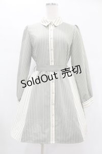 axes femme / ストライプ切替シャツチュニ M グリーン H-24-12-24-1029-AX-OP-NS-ZH