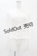 axes femme POETIQUE / 透かし編みショートニットカーデ M 白 H-24-12-24-1062-AX-TO-NS-ZH