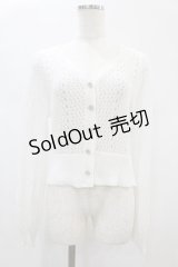 axes femme POETIQUE / 透かし編みショートニットカーデ M 白 H-24-12-24-1062-AX-TO-NS-ZH