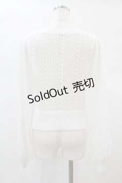 画像2: axes femme POETIQUE / 透かし編みショートニットカーデ M 白 H-24-12-24-1062-AX-TO-NS-ZH