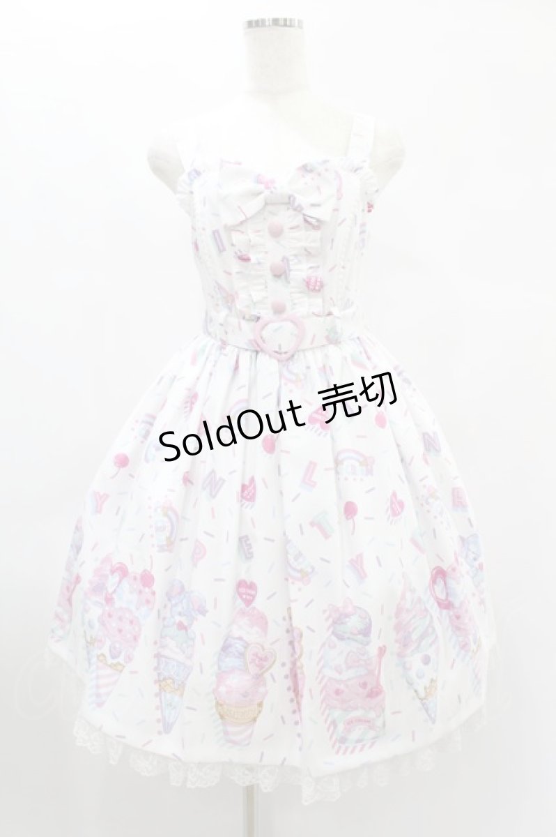 画像1: Angelic Pretty / Decoration Ice Creamジャンパースカート Free シロ H-24-12-24-1020-AP-OP-NS-ZH (1)