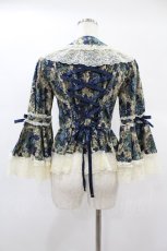 画像2: metamorphose / ラッパ袖ブラウス (ゴブランブーケ) Free ブルー H-24-12-25-1005-ME-BL-NS-ZH (2)