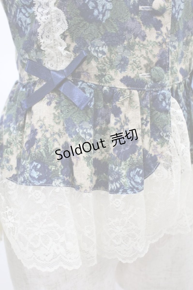 画像5: metamorphose / ラッパ袖ブラウス (ゴブランブーケ) Free ブルー H-24-12-25-1005-ME-BL-NS-ZH (5)