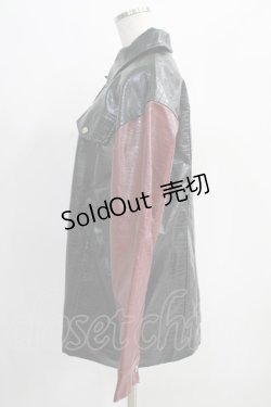 画像2: NieR Clothing / フェイクレザージャケット  黒×赤 H-24-12-26-033-PU-JA-KB-ZH