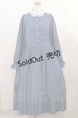 画像1: m petit by misako / レース襟プリーツワンピース S ブルー H-24-12-27-1006-LO-OP-NS-ZH