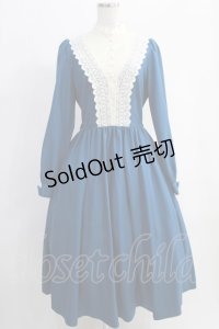 Innocent World / キャトリーヌ(長袖)ワンピース L ブルー×生成/Blue×Beige H-24-12-29-1043-IW-OP-NS-ZH