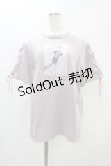 EATME / レースアップスリーブグラフィックTシャツ Free ピンク H-25-01-03-1054-LO-TS-NS-ZH