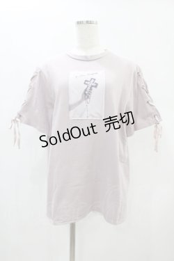 画像1: EATME / レースアップスリーブグラフィックTシャツ Free ピンク H-25-01-03-1054-LO-TS-NS-ZH