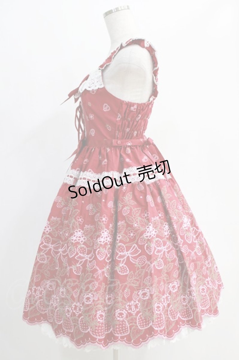 画像2: BABY,THE STARS SHINE BRIGHT / くみゃちゃんのStrawberry Garden刺繍ジャンパースカートII Free エンジ H-25-01-04-005-BA-OP-NS-ZH (2)