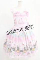 BABY,THE STARS SHINE BRIGHT / Soiree Au Chat Noir柄スカラップジャンパースカート Free ピンク H-25-01-04-013-BA-OP-NS-ZH