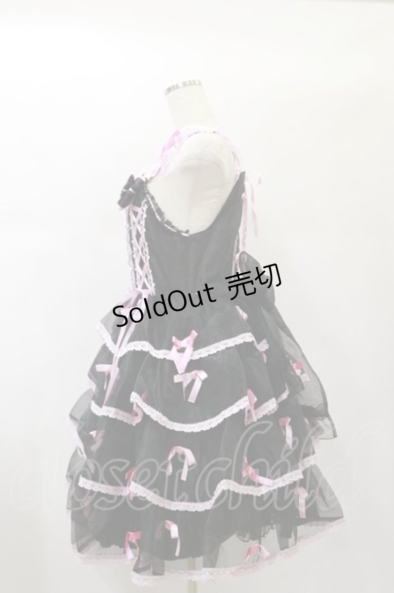 画像3: BABY,THE STARS SHINE BRIGHT / Eternal Ribbon Featheryジャンパースカート Free ブラック/ピンク H-25-01-07-044-BA-OP-NS-ZH (3)