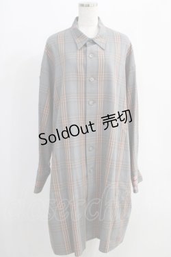 画像1: MILKBOY / LONG SHIRTS  グレー×オレンジチェック H-25-01-10-028-MB-BL-KB-ZH