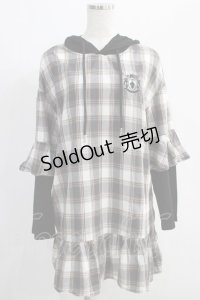 NieR Clothing / チェック切替パーカー F グレー H-25-01-10-036-PU-TO-KB-ZH