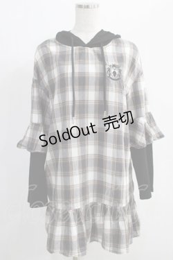 画像1: NieR Clothing / チェック切替パーカー F グレー H-25-01-10-036-PU-TO-KB-ZH