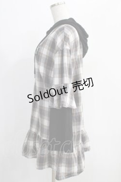 画像2: NieR Clothing / チェック切替パーカー F グレー H-25-01-10-036-PU-TO-KB-ZH