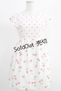 画像1: MILK / ハートチェリーハーフワンピース  オフ×レッド H-25-01-10-005-ML-OP-KB-ZT338