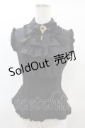 MARBLE / 蝶型コサージュフリルタイ付きノースリーブブラウス  ブラック H-25-01-10-1041-GO-BL-KB-ZT318