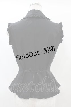 画像2: MARBLE / 蝶型コサージュフリルタイ付きノースリーブブラウス  ブラック H-25-01-10-1041-GO-BL-KB-ZT318