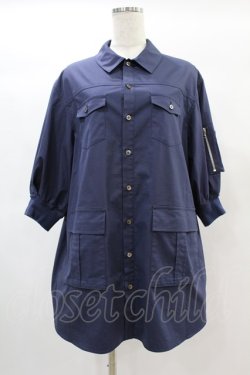 画像1: Jane Marple Dans Le Salon / Flight-sleeve shirt dress M ライトネイビー H-25-01-10-1008-JM-OP-KB-ZT027