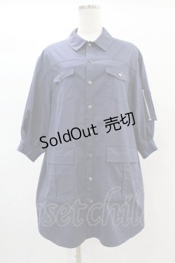 画像1: Jane Marple Dans Le Salon / Flight-sleeve shirt dress M ライトネイビー H-25-06-15-1009-JM-OP-KB-ZH